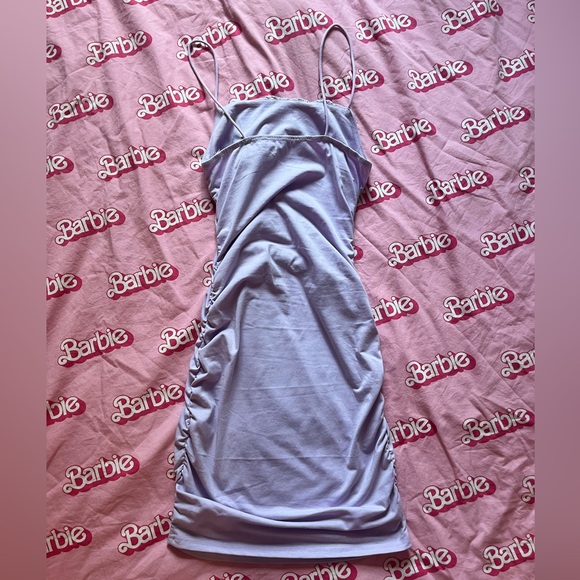 Ruched Bodycon Lavender Dress - Picture 4 of 4